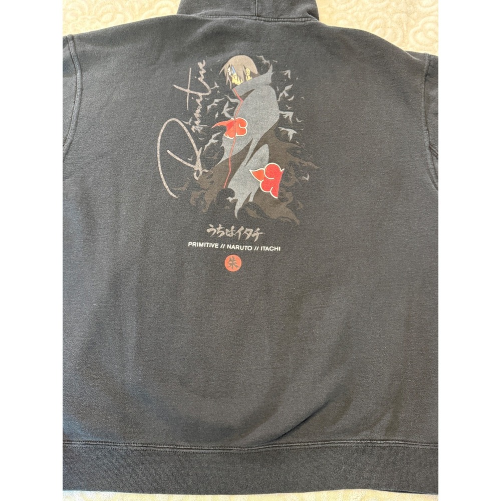 Primitive x Naruto Itachi Hoodie XL Washed Black Anime Grunge Streetwear Unisex